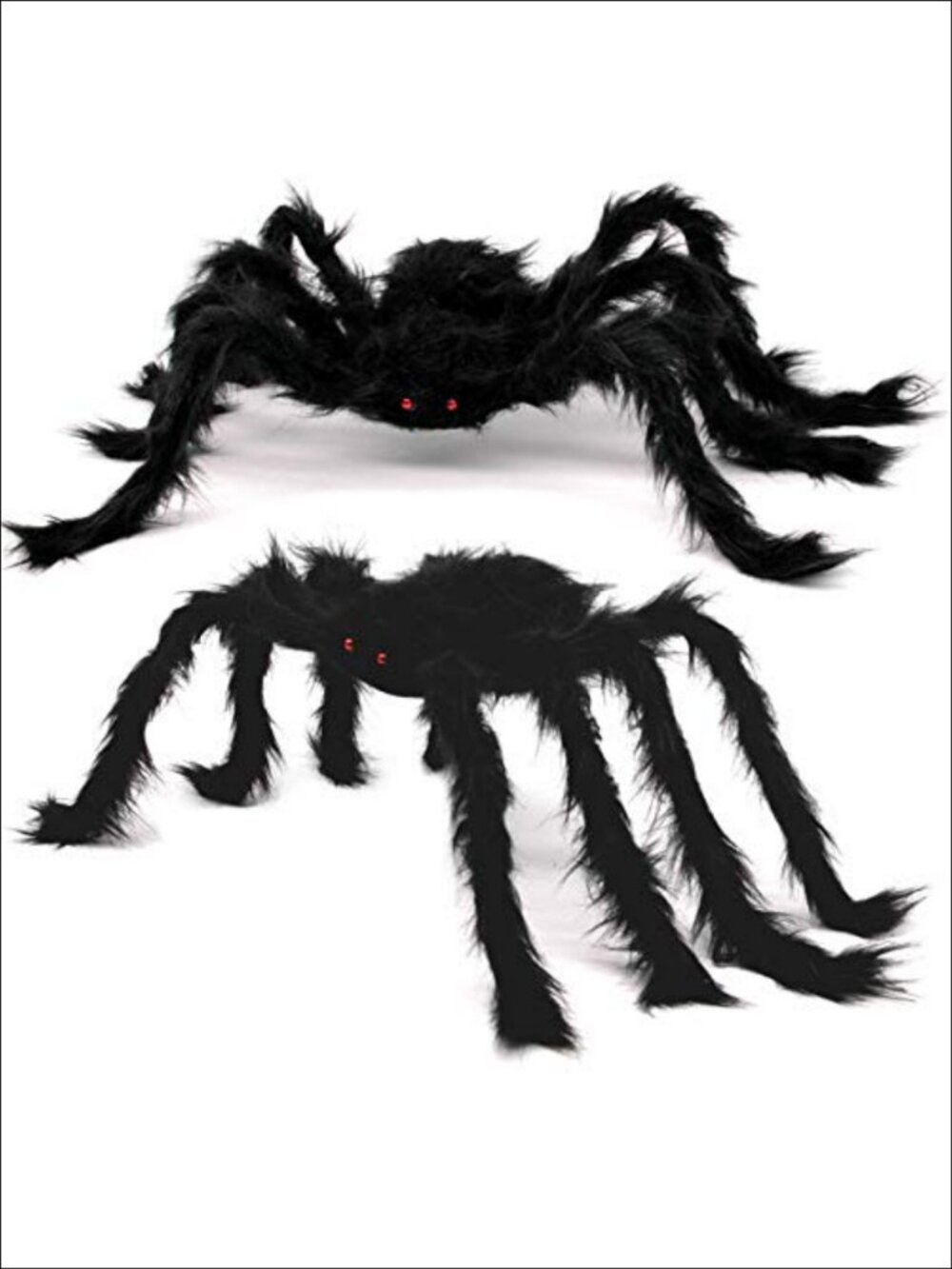 Giant Halloween Spider 2 Pack Posable Hairy Plush Red Eyes Prop